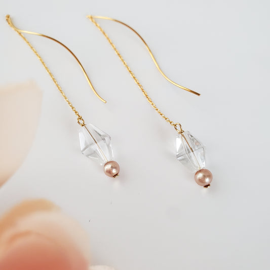 純銀耳環 / 白水晶 珍珠 / JIEGEM 姊的珠寶