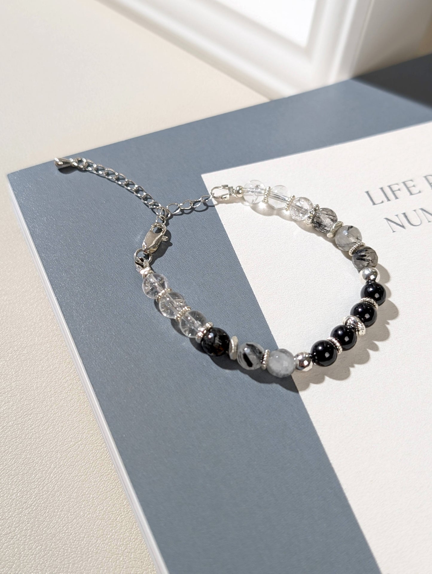 墨色晨光 黑髮晶手鍊