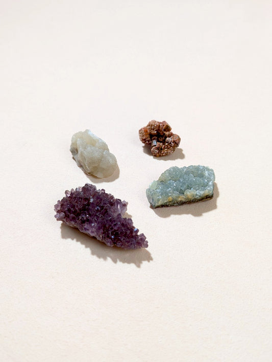 【礦石套組】勇敢 courageous 魚眼石、葡萄石、紫水晶、釩鉛礦