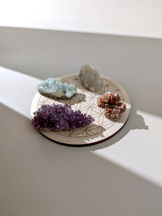 【礦石套組】勇敢 courageous 魚眼石、葡萄石、紫水晶、釩鉛礦