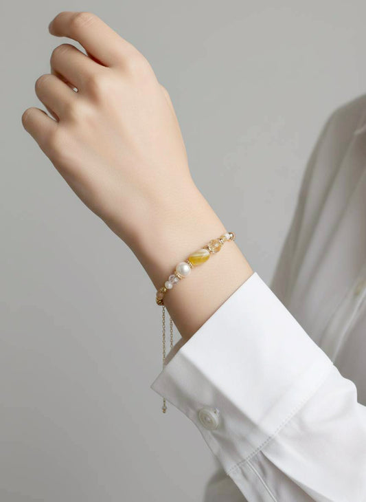 生命靈數3號 開運手鍊 | 黃波斯華納×天然石 | 金黃能量與創意