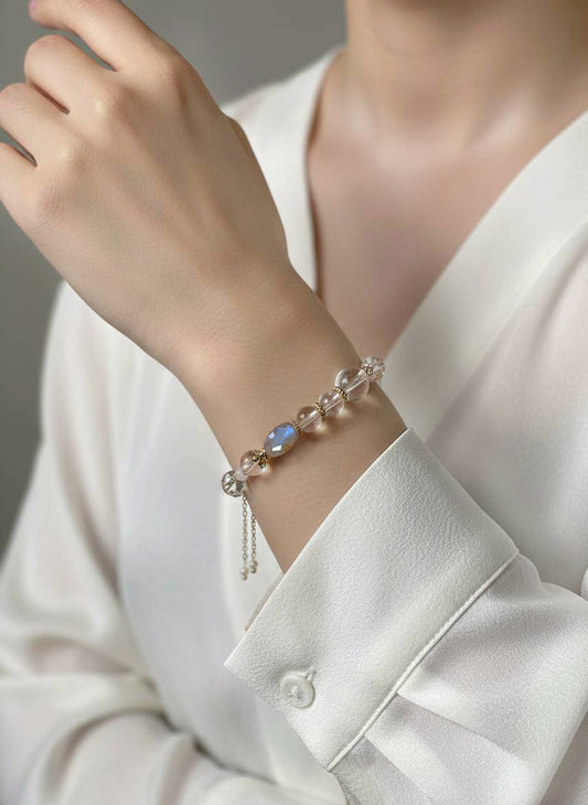 生命靈數9號 開運手鍊 | 月光石×天然石 | 光之能量與圓滿象徵