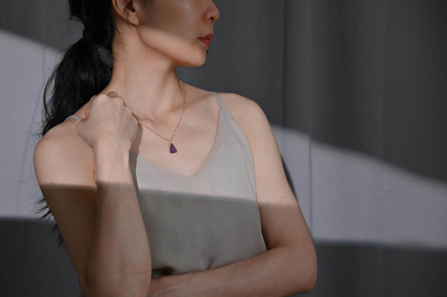 霧面純銀項鍊 / 紫水晶 / 吊墜 / JIEGEM 姊的珠寶