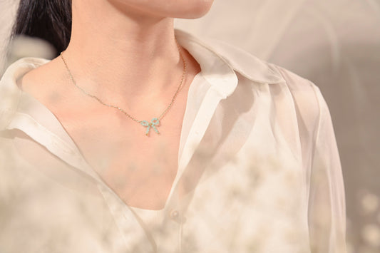 蝴蝶結純銀項鍊 / 天河石 / JIEGEM 姊的珠寶