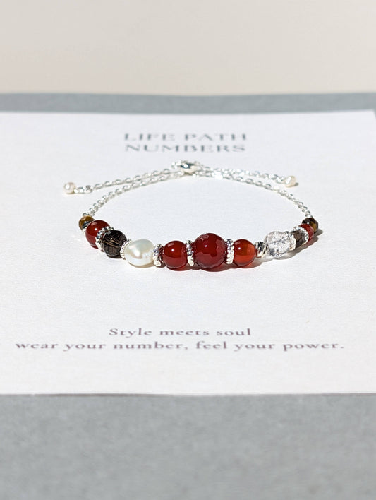 生命靈數1號 開運手鍊 | 紅瑪瑙×天然石 | 紅色能量與領導象徵