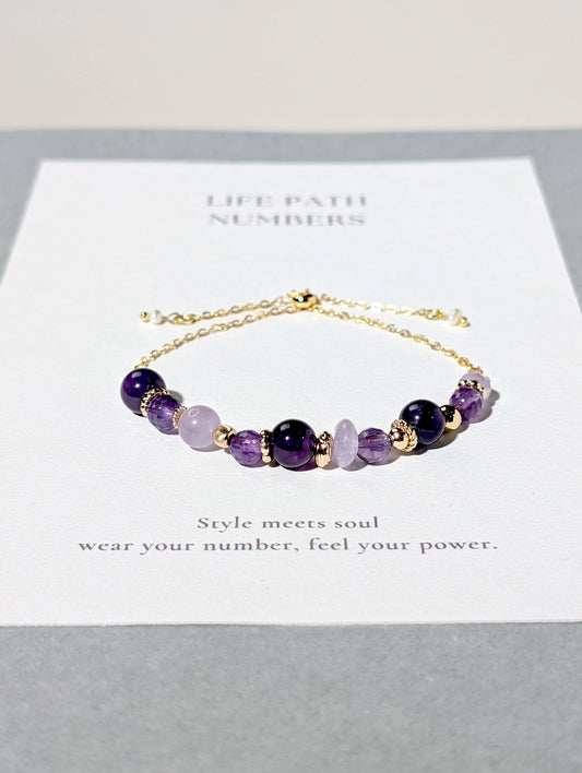 生命靈數7號 開運手鍊 | 紫水晶×天然石 | 紫色能量與智慧象徵