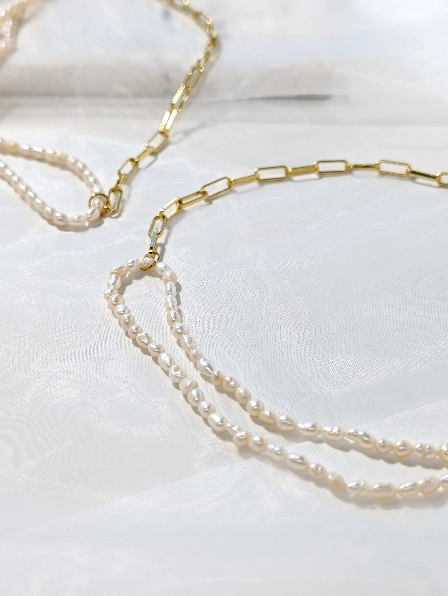 珍珠混搭長方形鍊項鍊