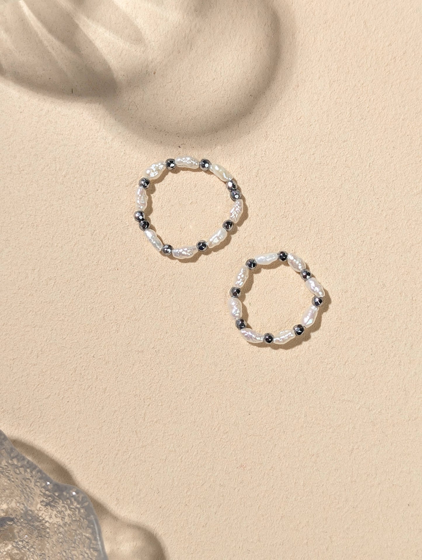 珍珠 鐵膽石 天然石串珠戒指 JIEGEM 姊的珠寶