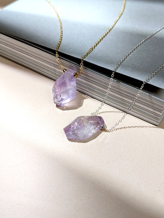 天然淺紫晶項鍊