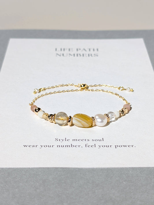 生命靈數3號 開運手鍊 | 黃波斯華納×天然石 | 金黃能量與創意