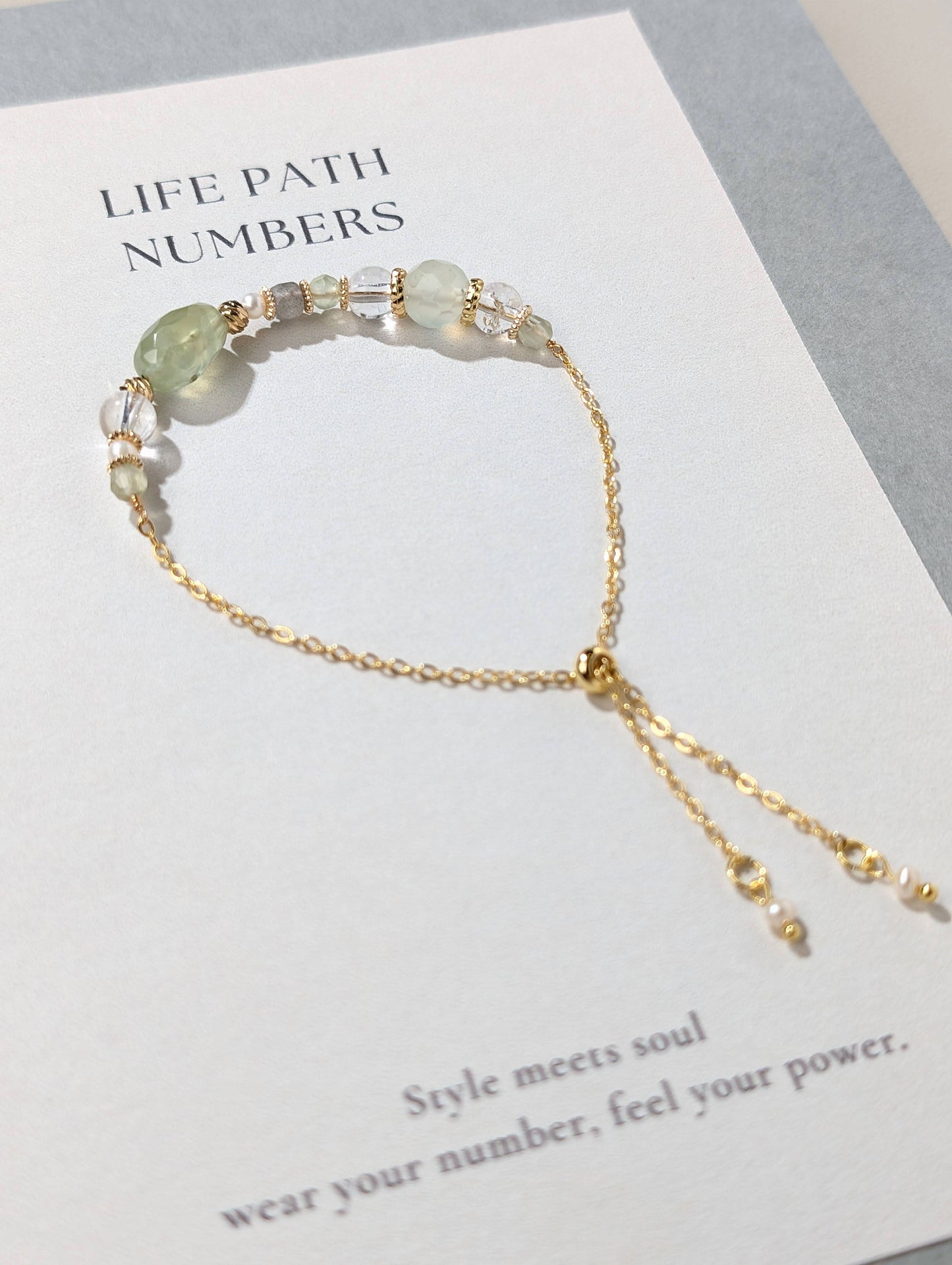 生命靈數4號 開運手鍊 | 葡萄石×天然石 | 綠色能量與穩定象徵
