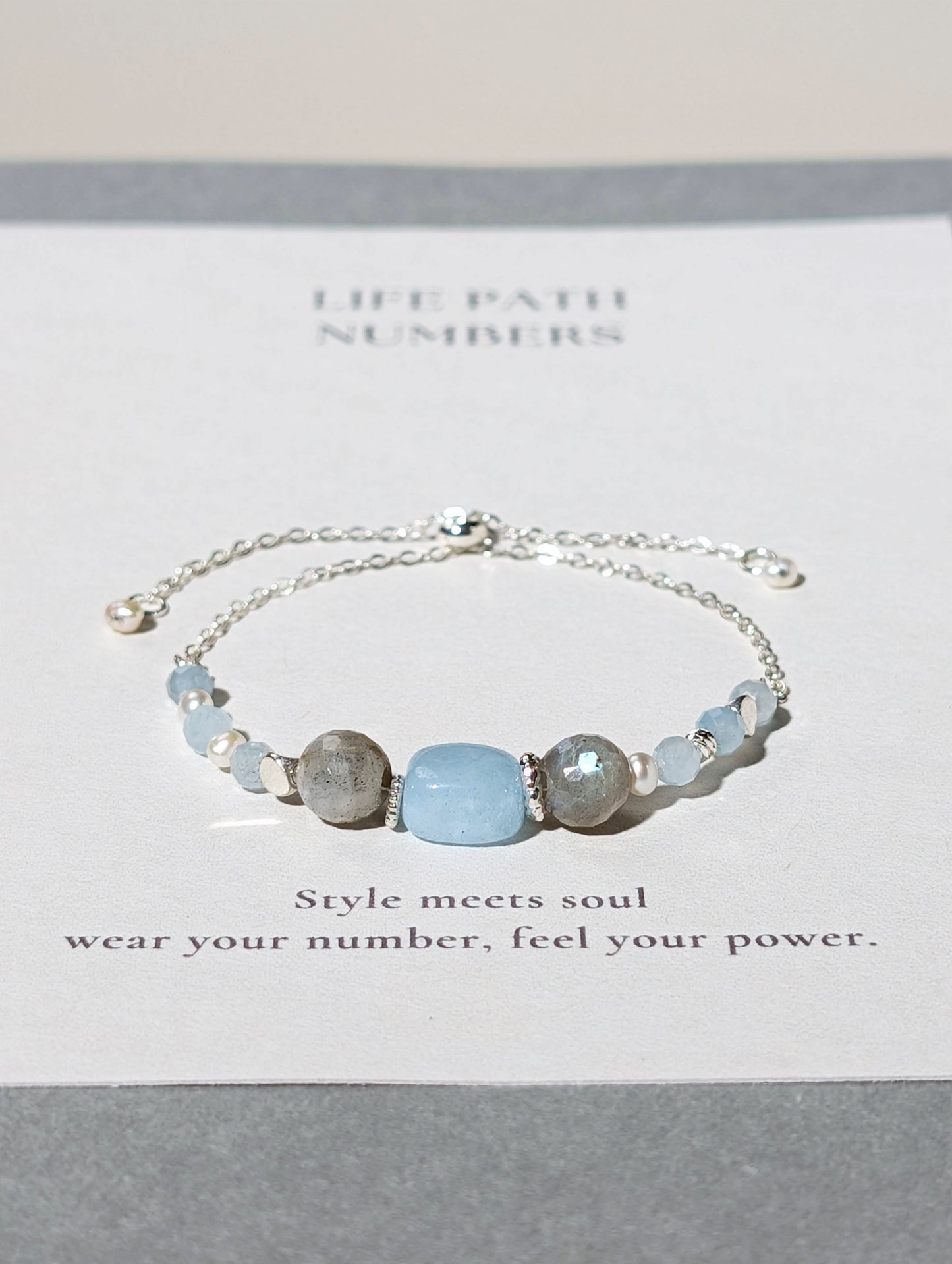 生命靈數5號 開運手鍊 | 海藍寶×天然石 | 藍色能量與自由象徵