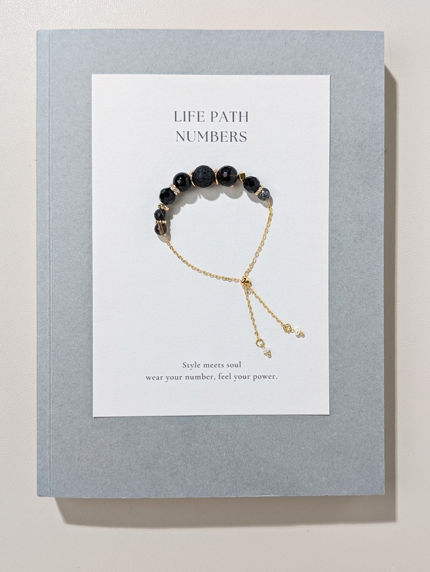 生命靈數8號 開運手鍊 | 黑髮晶×天然石 | 黑金能量與力量象徵