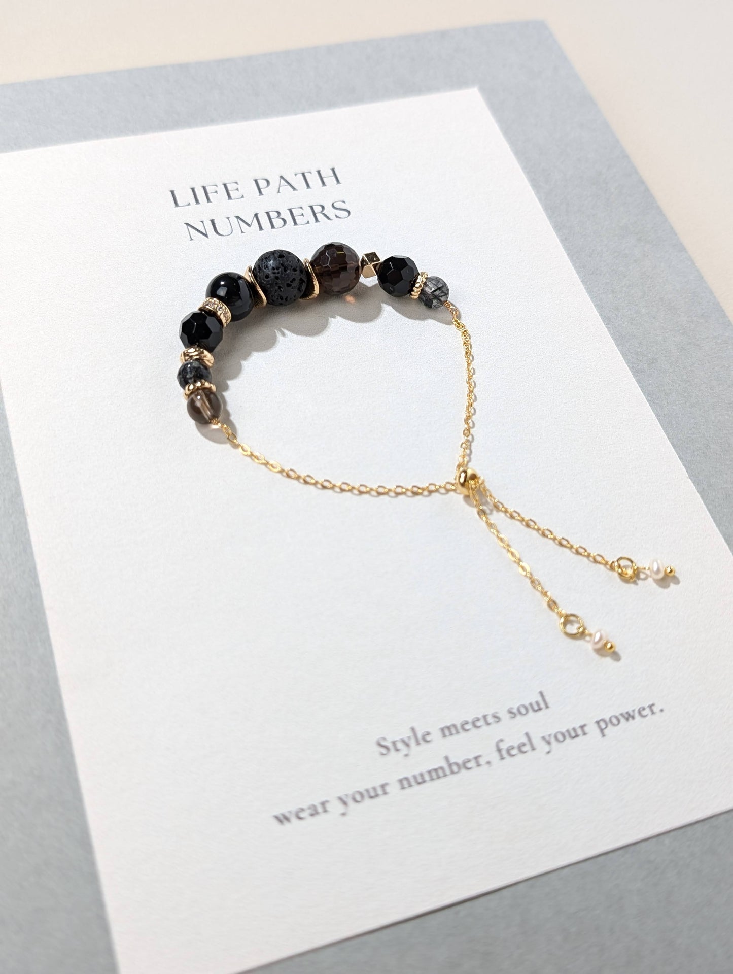 生命靈數8號 開運手鍊 | 黑髮晶×天然石 | 黑金能量與力量象徵