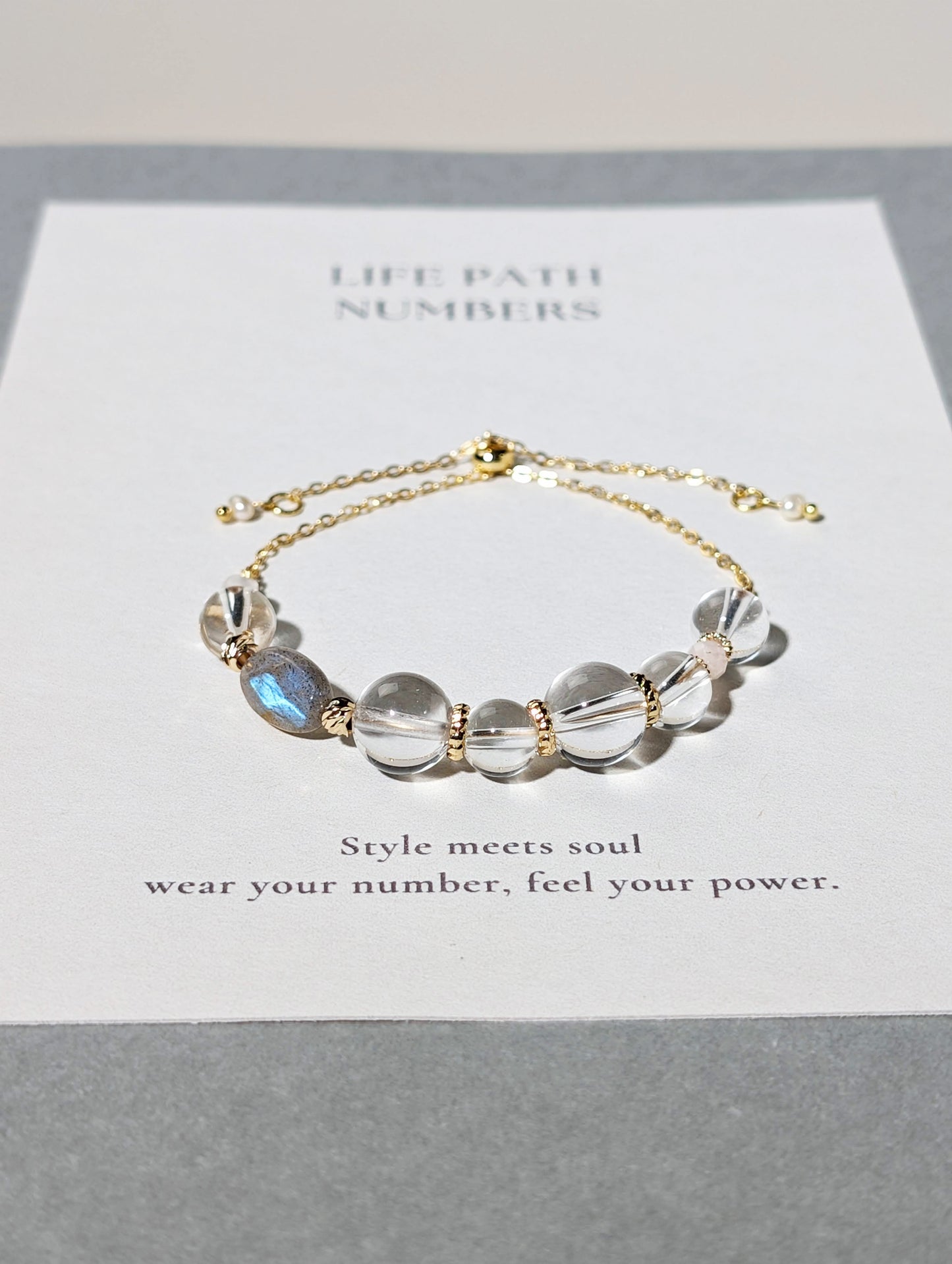 生命靈數9號 開運手鍊 | 月光石×天然石 | 光之能量與圓滿象徵