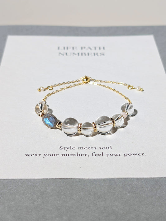 生命靈數9號 開運手鍊 | 月光石×天然石 | 光之能量與圓滿象徵