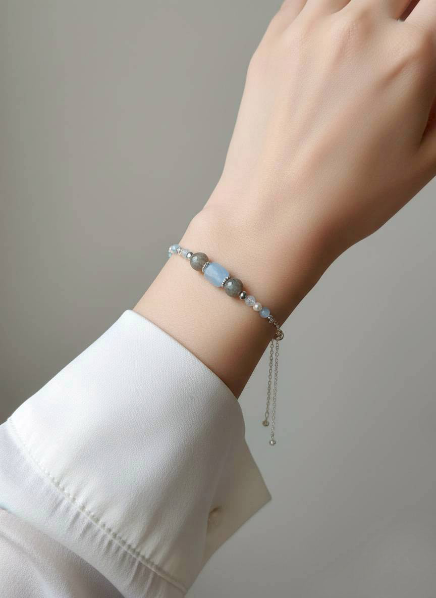 生命靈數5號 開運手鍊 | 海藍寶×天然石 | 藍色能量與自由象徵
