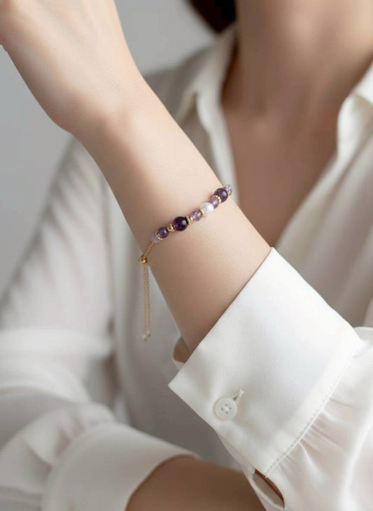 生命靈數7號 開運手鍊 | 紫水晶×天然石 | 紫色能量與智慧象徵