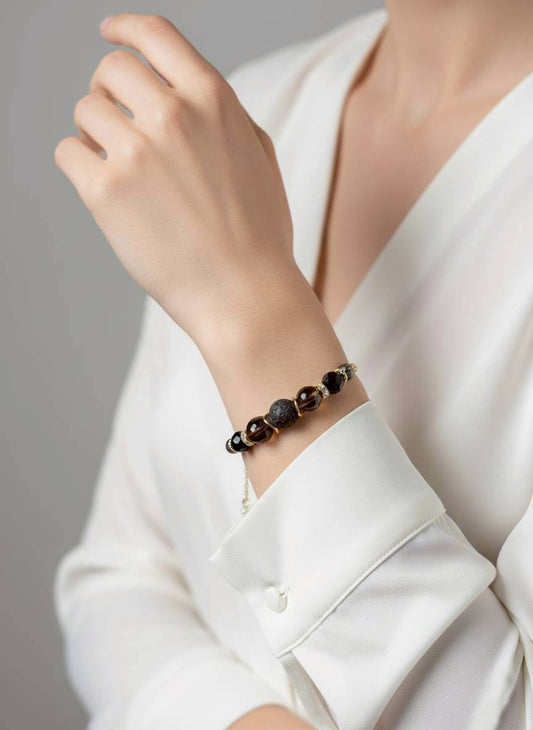 生命靈數8號 開運手鍊 | 黑髮晶×天然石 | 黑金能量與力量象徵