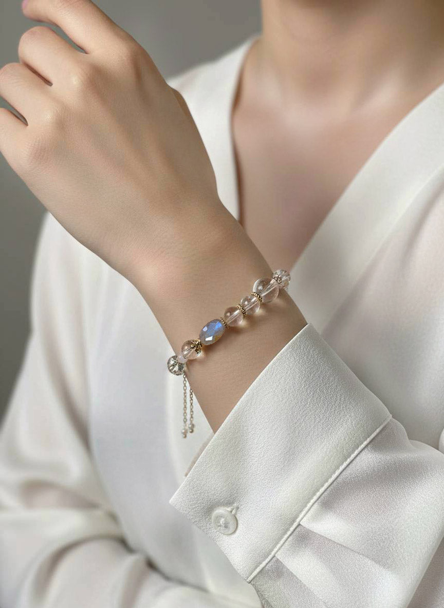 生命靈數9號 開運手鍊 | 月光石×天然石 | 光之能量與圓滿象徵